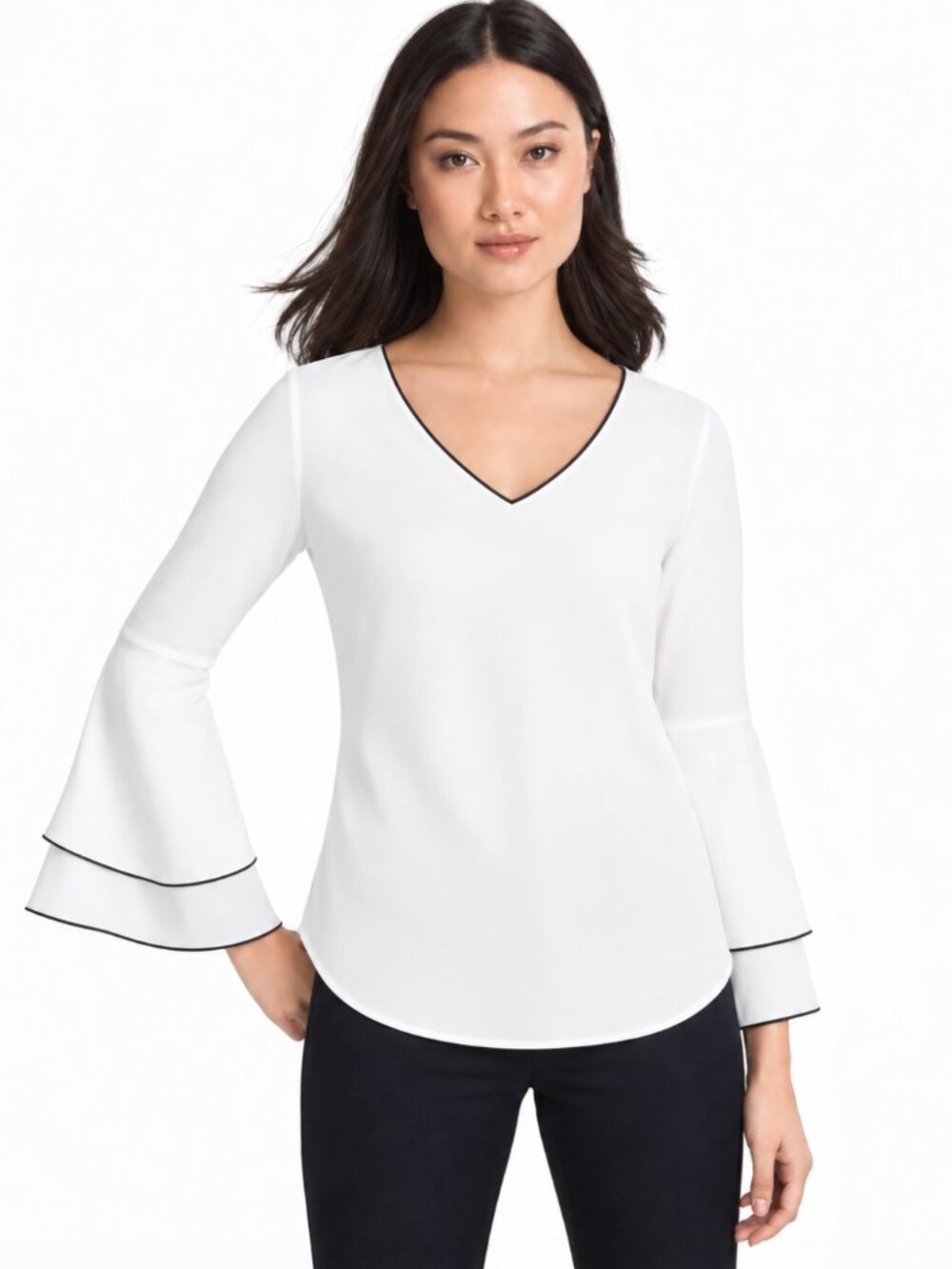 WHITE HOUSE BLACK MARKET Women's Bell Sleeve Blouse Size 2